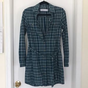 Plaid Button Up Long Sleeve Dress / Tunic